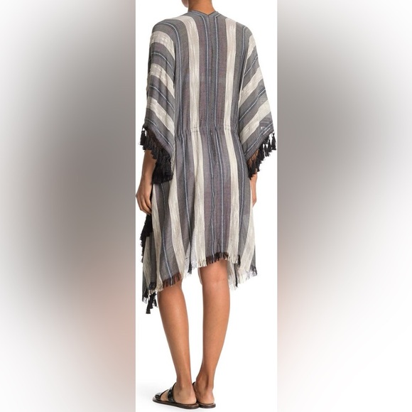BCBGMaxAzria Stripe Beach Coverup Fringe - Picture 5 of 14